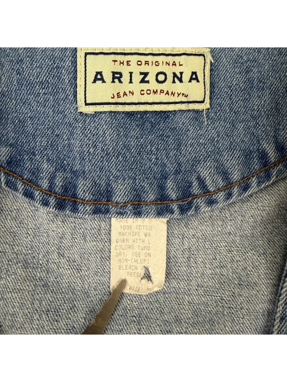 Vintage 90s Arizona Jean Co Denim Vest Size Large Western Buckle Back 3 Button